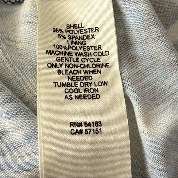 Eliza J Elegant Chic Cold Shoulder Blue and White Geometric Print Dress 14 - Picture 10 of 13